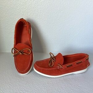 Ralph Lauren orange Suede Boat Shoes